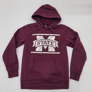 Mississippi State Bulldogs NCAA College Hoodie Maroon MSU Men's‎ Sz S Adidas EUC